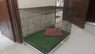 Large Iron Cat Cage with Grass Carpeting - 90x42 inches | 10/10