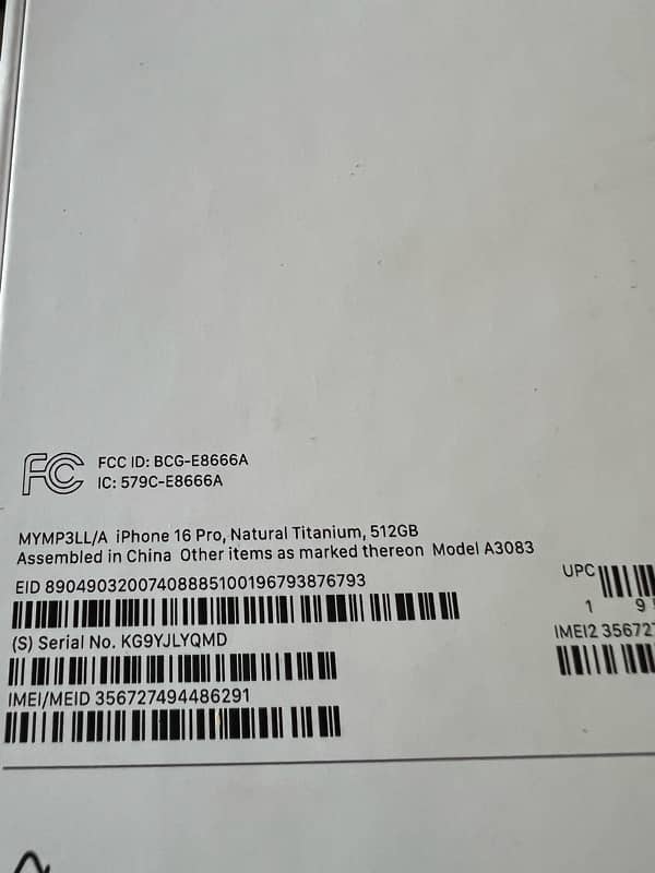 iPhone 16 pro 512gb natural titanium new box open 3