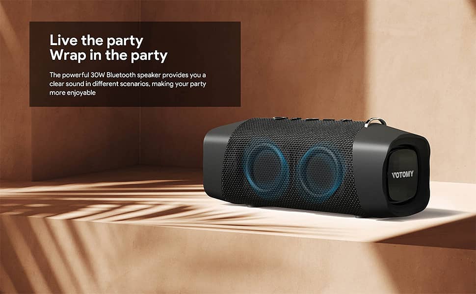 Votomy VT360 IPX7 Black Waterproof Bluetooth 5.0 Portable Speaker 4