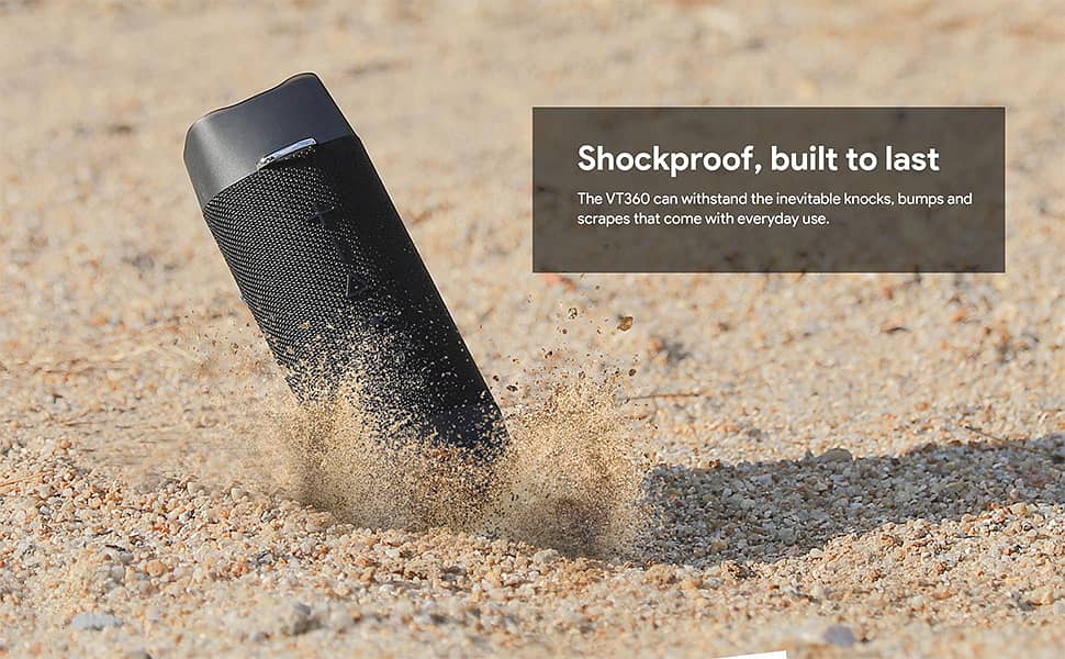 Votomy VT360 IPX7 Black Waterproof Bluetooth 5.0 Portable Speaker 5