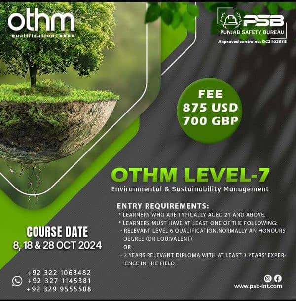 OTHM,NVQ,IEMA,ISO Certification 5