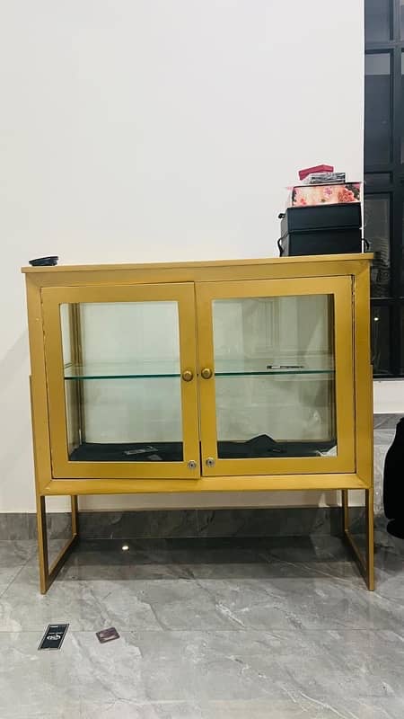 Vintage Display Cabinet in Brass and Beveled Glass 2