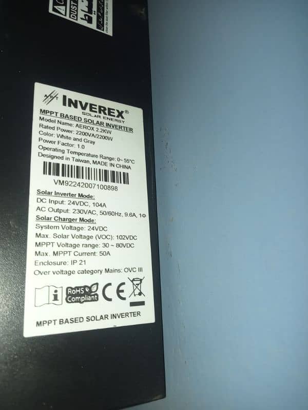 inverex Aerox 2.2kw solar invertor(hybride) 2