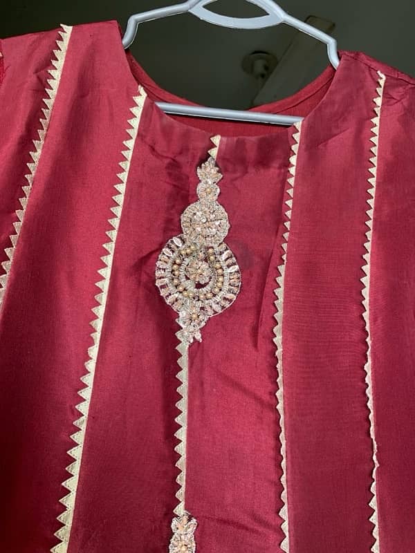 Maroon Maxi Frock For Wedding Function! 4