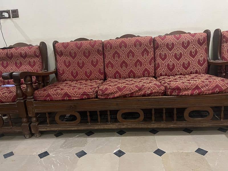 Wooden sofa set, used condition, 3