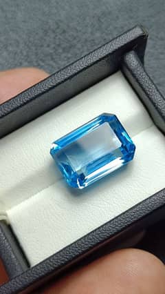 Blue Topaz (Neela Pukhraj) big emerald cut clean top quality stone 0