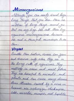 Handwriting assignment work