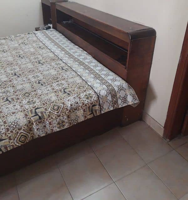 Wooden bed with side tables (Used) 1