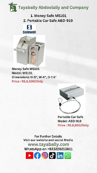 Money Safe MS101, Portable Car Safe ABD-919 0