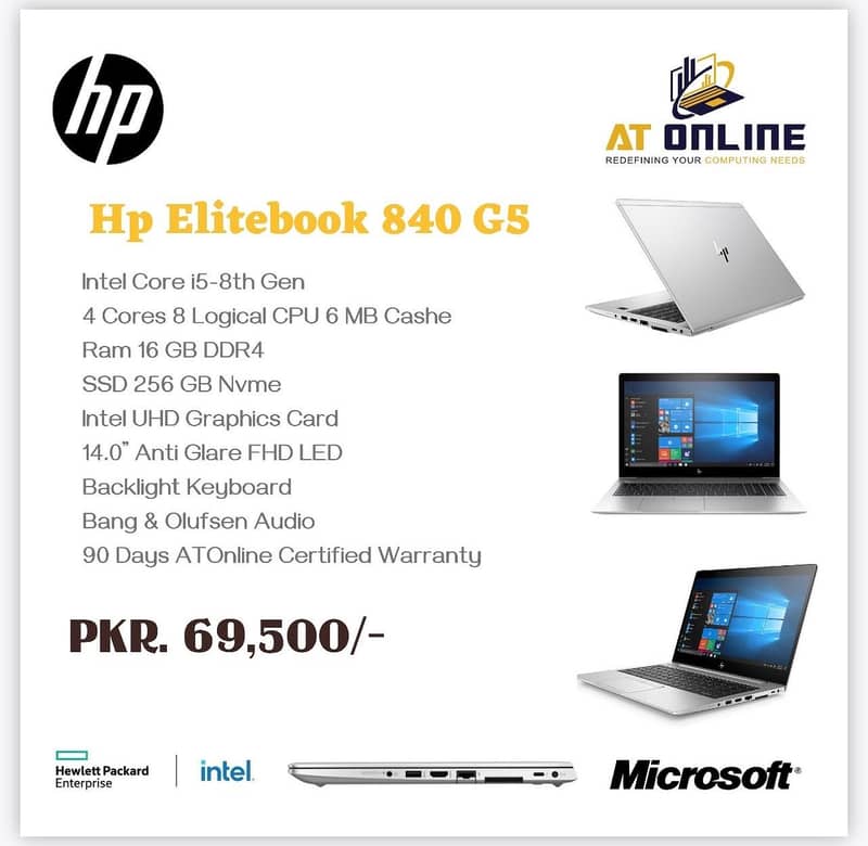 Hp Elitebook 840 G5 Intel Core i5-8th Gen Ram 16 GB DDR4 SSD 256 GB 0