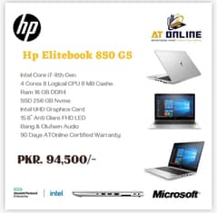 Hp Elitebook 850 G5 Intel Core i7-8th Gen 4 Cores 8 Logical CPU 8 MB