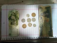 Purana 1000 note and  different coins