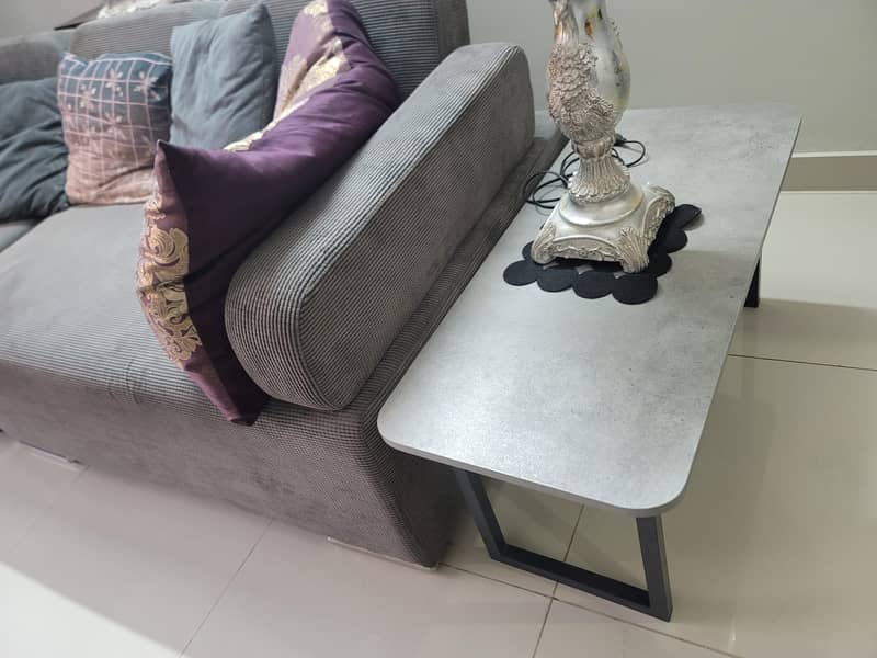 L shape sofa in grey purple combination color 2