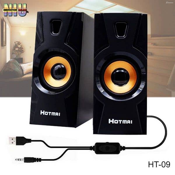 Hotmai HT-09A Multimedia Speaker Full Bass Computer USB Speaker Wired 3