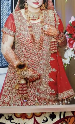 red Lehnga with all jewelry sandal