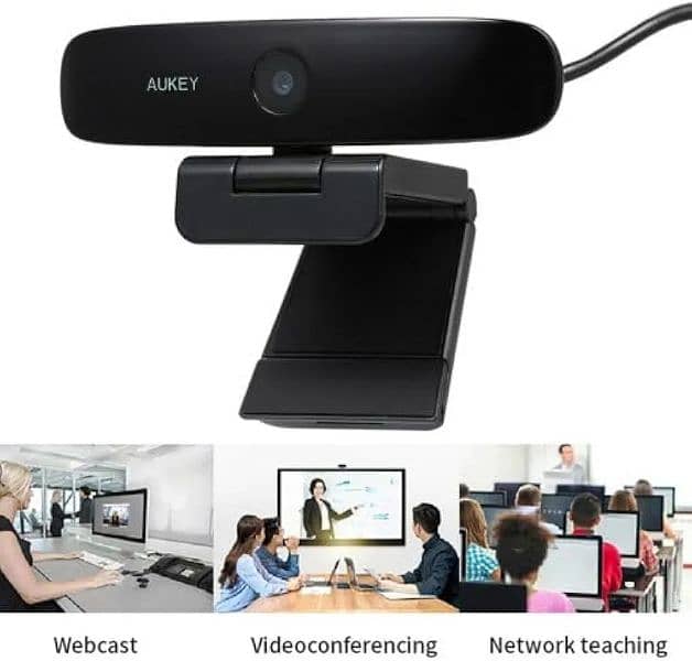 Black Series Webcam - AUKEY PC-LM5 - with Built-in Microphone 0