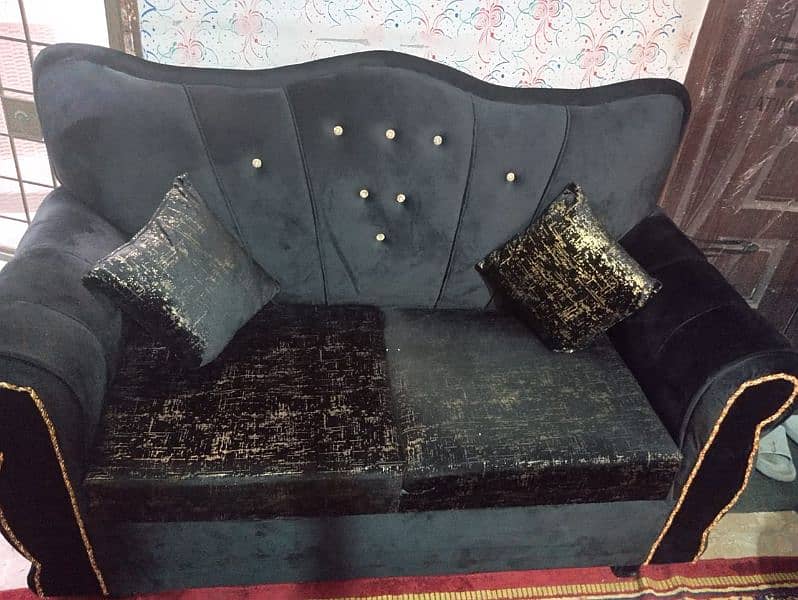 6 Seater Golden Black Sofa ( 3 + 2 + 1 ) 1