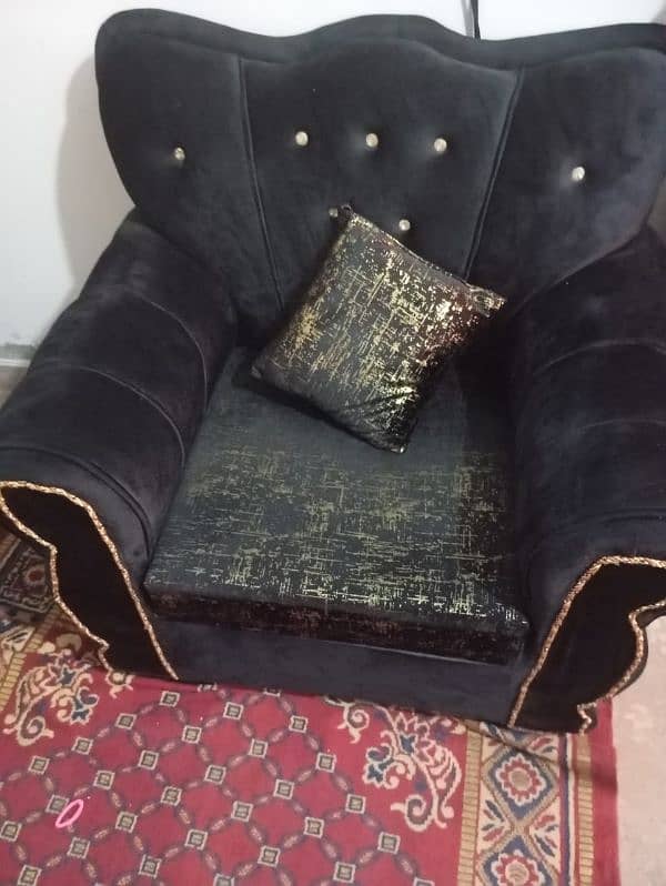 6 Seater Golden Black Sofa ( 3 + 2 + 1 ) 2