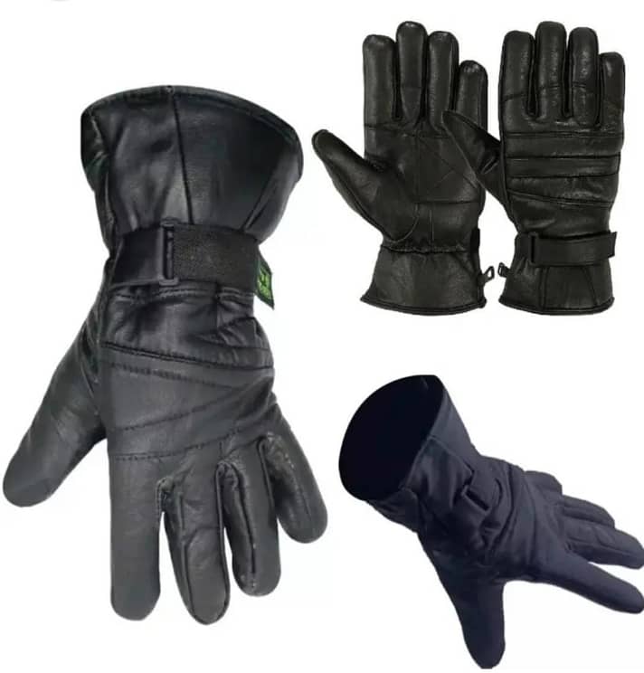 2 Pcs Leather Plain Leather Gloves 1