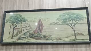 Antique cloth painting (framed)