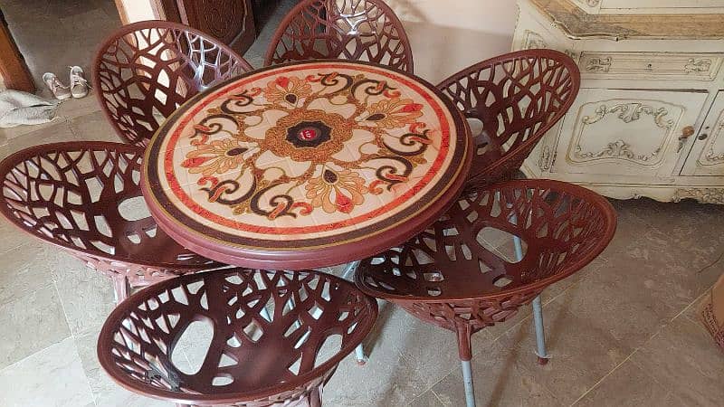 table chairs brown colour set 0