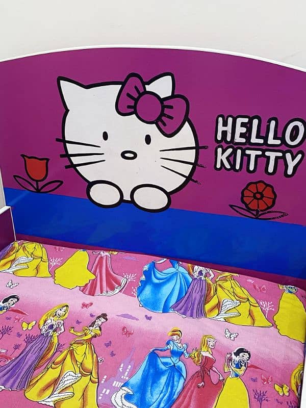 Kitty And Spiderman Single Bed with side table and cupboard 3