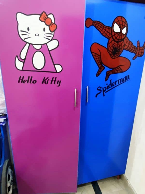 Kitty And Spiderman Single Bed with side table and cupboard 8