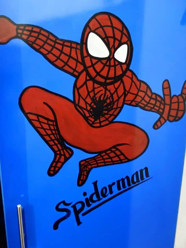 Kitty And Spiderman Single Bed with side table and cupboard 10