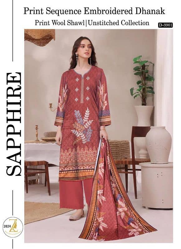 Ladies 3-piece suits Dhanak Collection 2023-2024 4