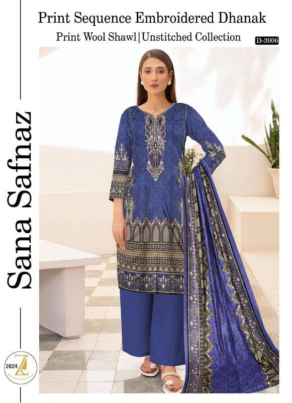 Ladies 3-piece suits Dhanak Collection 2023-2024 6