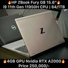 HP Zbook Fury G8 15.6 Inch i9 11th Gen 11950H Rtx A2000 4GB 64GB 1TB