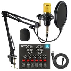 V8 Bm-800 Podcast Mic Set With Live Sound Card,Condenser Microphone Wi 0