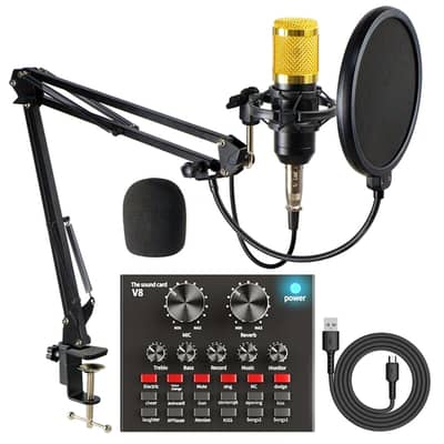 V8 Bm-800 Podcast Mic Set With Live Sound Card,condenser Microphone Wi