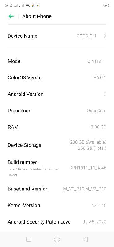 oppo f11.8gb 256 exchange possible ha 5