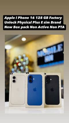 Brand New Box Pack Apple Iphone 16 128GB Factory Unlock Physical + E