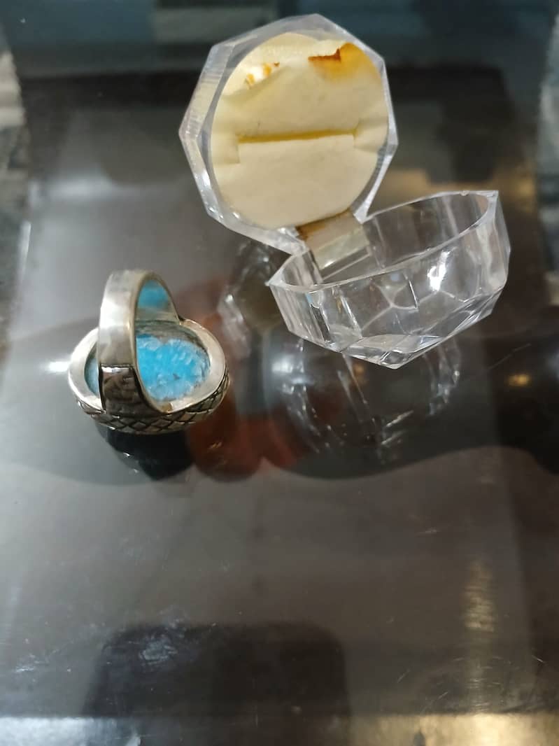 Natural Irani Feroza Stone Hand Made Chandi Ring 3