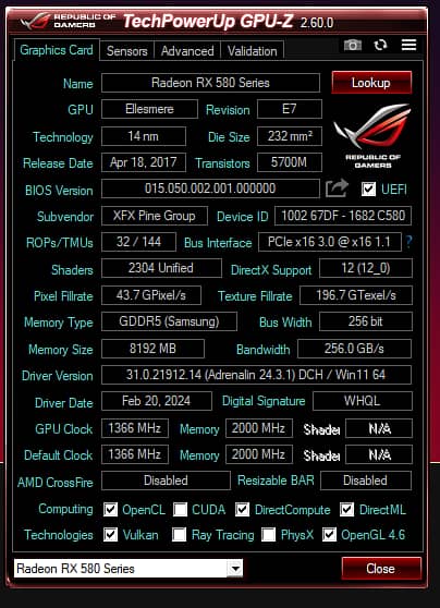 XFX Radeon RX 580 GTS Edition 1386MHz OC+, 8GB GDDR5, VR Ready, Du 7