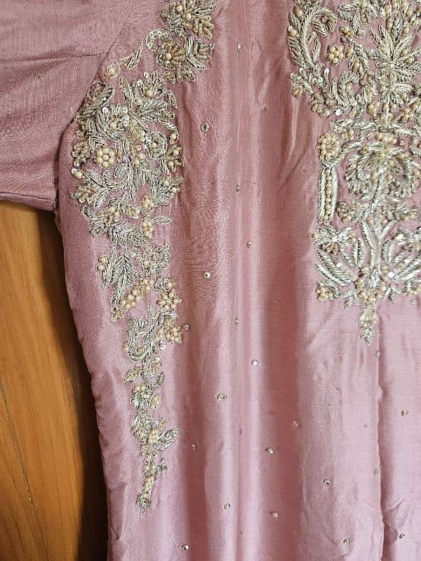 Raw Silk Tea Pink 3 Piece Suit full Gota Work 3