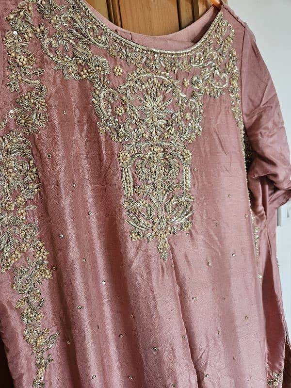 Raw Silk Tea Pink 3 Piece Suit full Gota Work 4