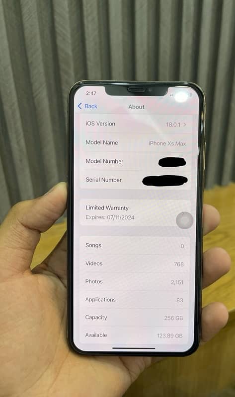 iphone xs max pta aprove 256 gb with box  10/10 1