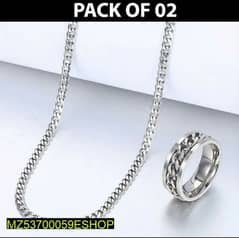 plain. silver chain with ring pack of 2