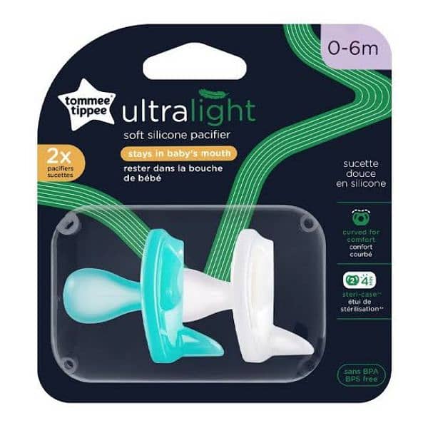 2pc Original NEW tommee tippee Ultra light soft silicon pacifier 0-6m 0