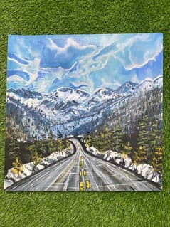 Sunoi Mountains drive acrylic painting Home Made