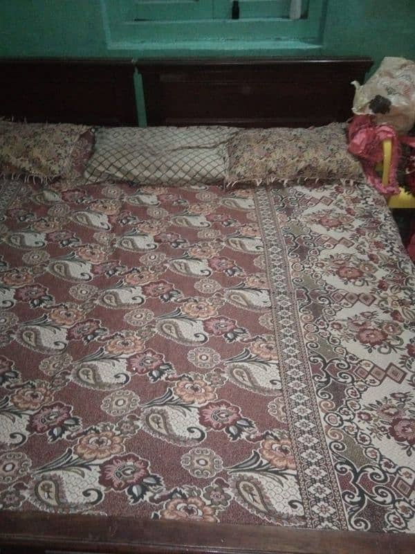 pure wooden double bed set good cundition 1