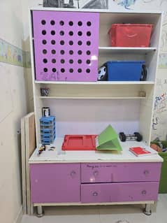 Book shelf and wardrobe pink color. good condition for sale