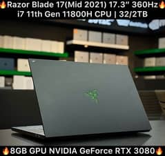 Razer Blade 17 (Mid 2021) 360Hz 17" i7-11800H 8GB GPU NVIDIA RTX 3080