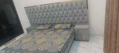 bed with side table and 6inch mattress