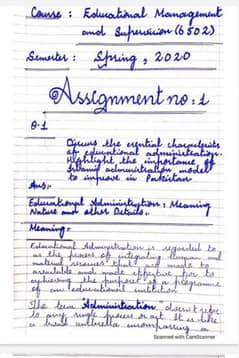 Handwritten assignments and presentations 0