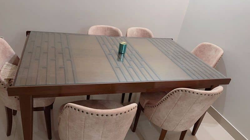 6 chairs wooden dining table set condition 10 by 10 0