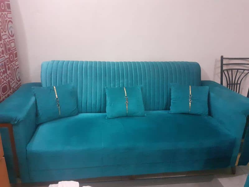 5 seater velvet Green sofa set 2